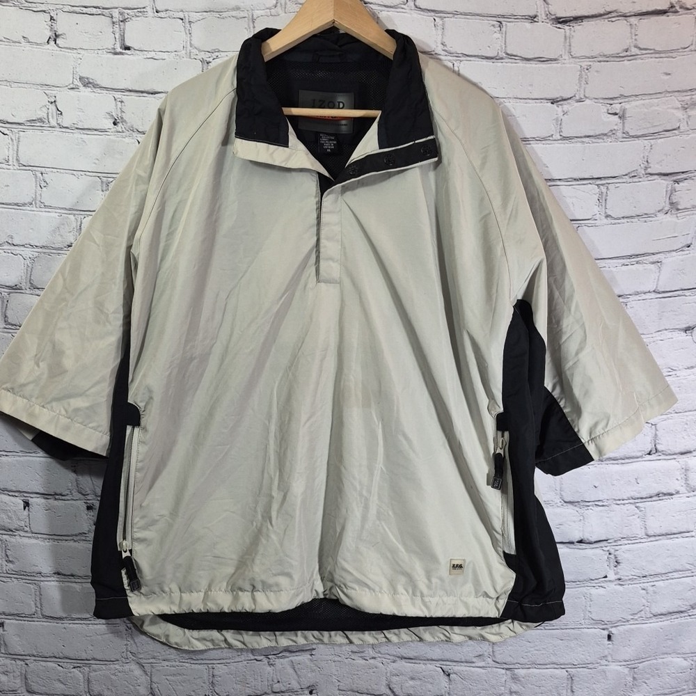 IZOD XFG‎ Jacket Mens XL Beige Short Sleeve Golf Snap Pullover Mesh Lined